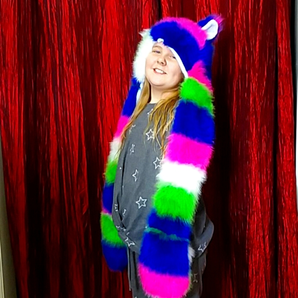 Unique Tye Dye cat hat with built in hand pocket! - Picture 3 of 7
